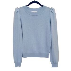 Antonio Melani Cashmere Puff Sleeve Sweater Small Blue Crewneck Knit Top